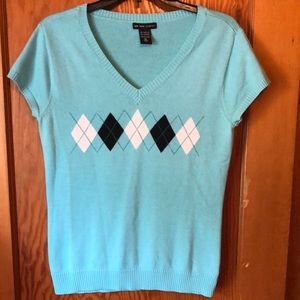 Adorable Aqua New York & Company Argyle Sweater